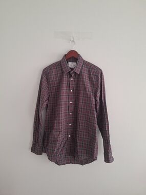 Men's Plaid Button-Down Shirt in Red, Green and Blue SZ Average/Broad